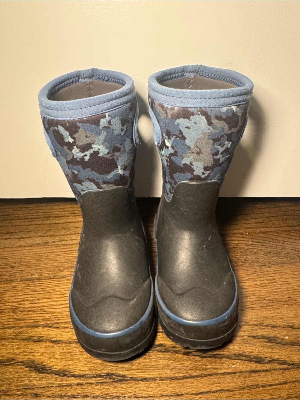Kids Camouflage Blue Rubber Winter Boots